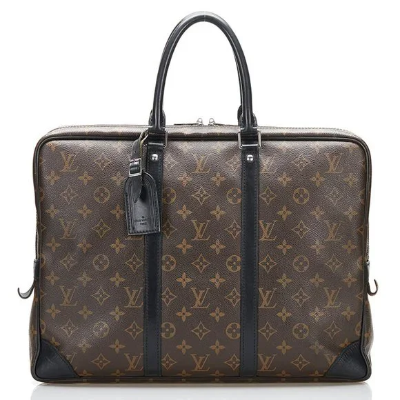 Louis Vuitton Monogram Macassar Porte Document Voyage Bag M40225 Brown Black ... - Picture 1 of 10